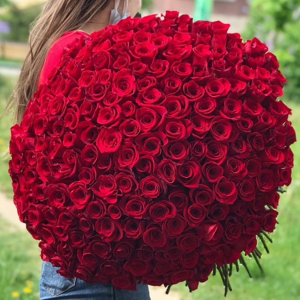 Букет "201 красная роза" 60 см